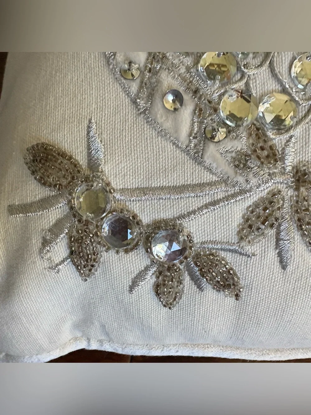 Pier 1 Sequined Owl Throw Pillow Embroidered Jeweled 14x14